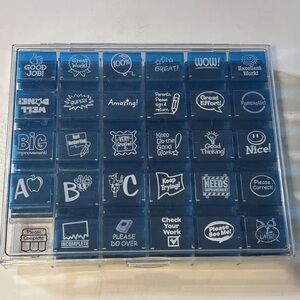 Set of 29 Teacher Stamps with Case